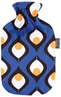 Wärmflasche mit Bezug 2L bunt bedrucktem Flauschbezug Retro Blau Fashy 67451