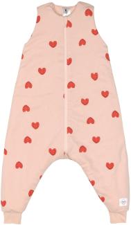 LÄSSIG Kinder Schlafoverall ärmellos 2,5 TOG atmungsaktiv aus Bio Baumwolle/Sleeping Jumper Heart Peach Rose, Größe 86/92