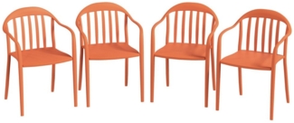 Outsunny Gartenstuhl aus Kunststoff, mit Armlehne, Rückenlehne, stapelbar (wetterfest Gartenstühle, 4 St), bis 120 kg belastbar Gartenmöbel für Hinterhof, Garten, Balkon Rot