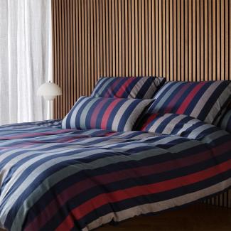 elegante Soft-Flanell Bettwäsche Swift navy blau|200x200 cm + 2x 80x80 cm