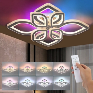 oyajia Deckenleuchte Modern Blumenform Deckenlampe mit RGB Farbwechsel Backlamp, 16 Farben, LED fest integriert, Warmweiß, Naturweiß, Kaltweiß,RGB, Dimmbar mit Fernbedienung, für Schlafzimmer Kinderzimmer Wohnzimmer