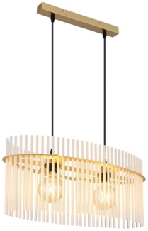 LED Hängeleuchte, Glasstäbe opal, gold, L 60 cm