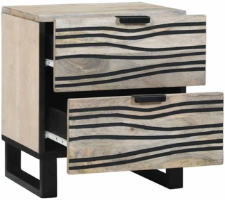 vidaXL Nachttisch Weiß und Schwarz 40 x 33 x 46 cm massives Mangoholz 4017970