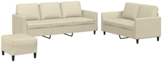 vidaXL 3-tlg. Sofagarnitur mit Kissen Creme Kunstleder 3201766