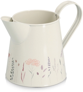 ZELLER 19404 Kanne 1500 ml FLOWERS Metall, weiß/Dekor
