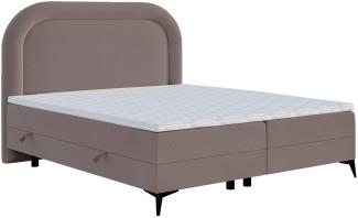 Selsey 'Loreo' Boxspringbett mit Bettkasten, Chenille-Bezug, hellbraun, 160x200 cm