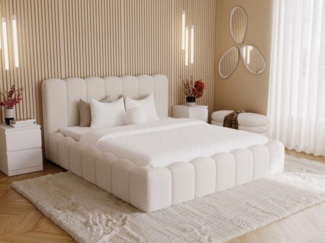 GrainGold Polsterbett mit Bettkästen SMILE, Modern Bett mit Kopfteil - 180x200 cm, Beige (1x Bett)