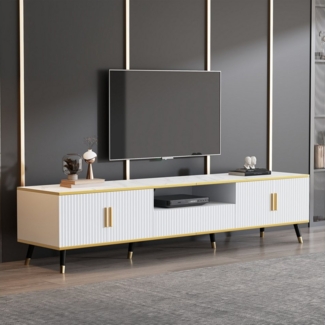 BlingBin TV-Schrank Moderner Lowboard TV-Schrank, TV-Board, TV-Kommode, 200 x 40 x 46 cm (1er Set, 1-St, Gewichtskapazität: 30KG) TV-Kommode mit Marmor-Optik für Fernseher bis 90 Zoll