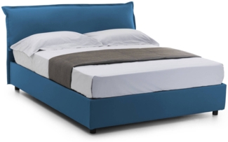 Dmora Amilcare-Doppelbett, Bettkasten mit abnehmbarem Bezug, gepolstertem Kopfteil und Bettkastenrahmen, 100 % Made in Italy, inklusive Matratze 160 x 190 cm, Blau