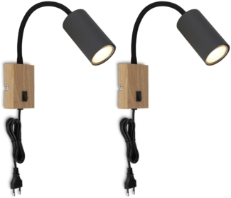 Wandleuchten mit Kabel 2er Set Wandlampe Innen Schalter Leselampe Schlafzimmer