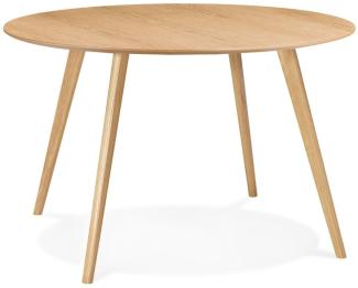 Kadima Design Esstisch, Holz, Rund, Ø 120 cm, Skandi-Stil, Beige. 120x120x75 cm