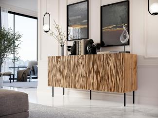 Domando Sideboard Forli M1 Modern Breite 152cm, aufwändig gefräste Fronten, hohe Füße in Wotan Eiche