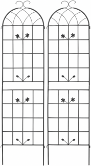 Flieks Rankgitter 2er-Set, Metall, Rankhilfe, Kletterhilfe für Pflanzen, 180x50 cm, Spalier Garten, Schwarz