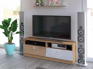 Lowboard "Nero" TV-Unterschrank 120 cm artisan eiche weiß Hochglanz