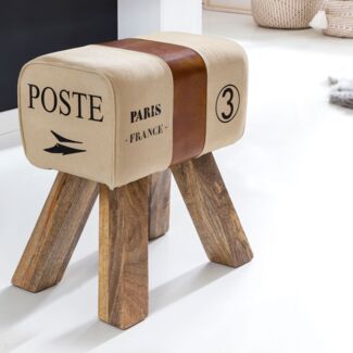 Wohnling Design Turnbock Springbock Sitzhocker CANVAS Braun, 40 x 30 x 47 cm