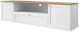 TV-Lowboard Gacoris 2D1SZ (Farbe: Weiß / Weiß + Lefkas Eiche)