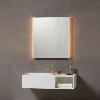 Loevschall Lago Quadratischer Spiegel mit Beleuchtung | Led Spiegel 60x75 cm | Badspiegel Mit Led Beleuchtung | Verstellbarer Badezimmerspiegel mit Beleuchtung