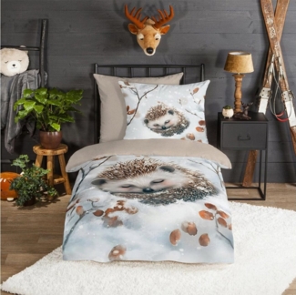TRAUMSCHLAF Bettwäsche Igel, Flanell, 2 teilig, besonders weich und warm