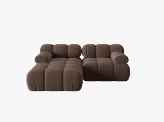 Micadoni Modulares Ecksofa Bellis 3-Sitzer Links Samtstoff Braun