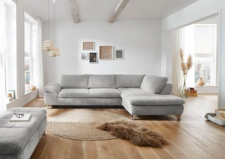 Die PlanBar Ecksofa MP-IN14007 L-Form, wahlweise mit Bettfunktion und verstellbaren Kopfstützen, in Cord