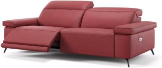 Sofanella 3-Sitzer URBANA Ledercouch Ledersofa Funktionssofa in Rot S: 210 Breite x 114 Tiefe