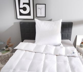 OBB Daunenbettdecke Edition 125 Jahre, Bettdecken für Sommer und Winter, Ganzjahresdecke, Füllung: 90%Daunen, 10% Federn, Bezug: 100% Baumwolle, Bettdecke 135x200 cm, 155x220 cm & weitere Größen, Made in Germany