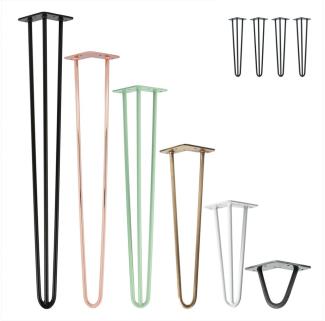 Natural Goods Berlin Tischbein 4er Set HAIRPIN Legs, Haarnadelbeine, Möbelfüße, 15cm - 3 Streben - Möbelfüße, Weiß