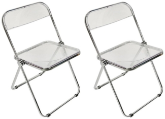 JEOBEST Klappstuhl Bürostuhl Gästestuhl zum Klappen, Acryl Transparent Stuhl, (2er-Set), Stahlrahmen mit Chrom-Finish, bis 120 kg belastbar