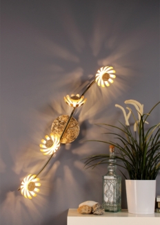 LED Deckenstrahler BLOOM 4-flammig, Metall in Blattgold, Breite 70cm