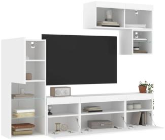 vidaXL 6-tlg. Wohnwand mit LED-Beleuchtung Weiß Holzwerkstoff 3216732