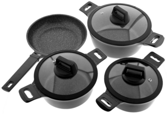 Kochgeschirr Set 7tlg Topfset Koch-/Braten-Topf-Set Induktion Kochtopfset Aluminium