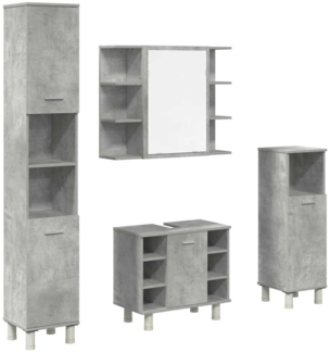 vidaXL 4-tlg. Badmöbel-Set Betongrau Holzwerkstoff 3324850