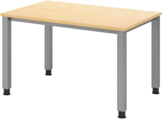 bümö manuell höhenverstellbarer Schreibtisch 120x80 cm in Ahorn - PC Tisch höhenverstellbar & klein, höhenverstellbarer Tisch Büro, kleiner Computertisch verstellbar, Q-Serie, QS-12-3