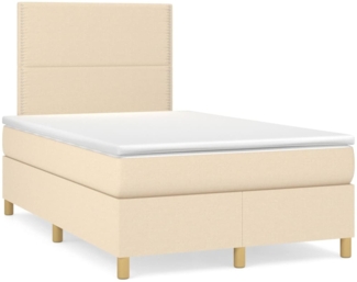 vidaXL Polsterbett mit Matratze Creme 120x200 cm Stoff, Härtegrad: H2 [3142246]