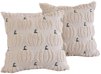 CLTYQ Kissenbezug Herbst Kürbis Kissenbezüge 45x 45 cm, (2 Stück), bestickte dekorative quadratische Kissenbezüge, Kunstfell Kissenbezüge