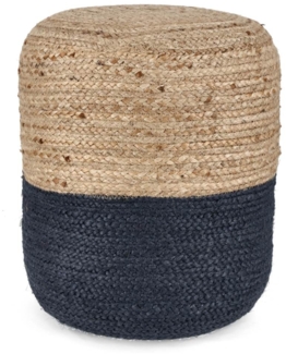 Pouf Jalala aus Jute, Blau, 45x45x55 cm