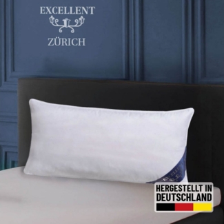 Excellent 3-Kammer-Kopfkissen Zürich, Kopfkissen in 40x80 und 80x80 und weitere Größen, Füllung: weiße neue Daunen und Federn, Klasse I, 90% Daunen / 10% Federn (Außen), weiße neue Federn, Klasse I, 100% Federn (Innen), Bezug: feiner Daunen-Batist, 100...