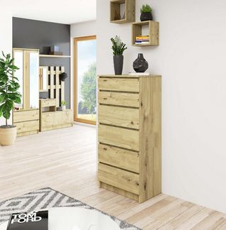 Raumhirsch Furniture Kommode mit 6 Schubladen 60 cm breit Holz Schrank, (viele Farbvarianten - Maße: 130 x 60 x 40 cm) - Hochwertig & stabil