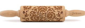 folkroll Teigroller 3D-Motiv-Teigrolle Massivholz, Floral