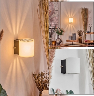 hofstein Wandleuchte Wandlampe aus Metall/Glas in Schwarz/Weiß, ohne Leuchtmittel, moderne Up&Down-Leuchte mit Lichteffekt, Schalter am Gehäuse, G9