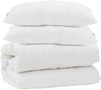 vidaXL Bettdecke mit Kissen 3 pcs Weiß Mikrofaser 3378137