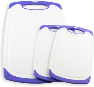 LindenBerg Schneidebrett 3er Set Schneidebretter mit Saftrille, Kunststoff, (1-St, Küchen Set), rutschfeste Griffe - Antibakteriell und Spülmaschinenfest