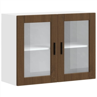 vidaXL Küchen-Hängeschrank mit Glastür Porto Braun Eichen-Optik 854094