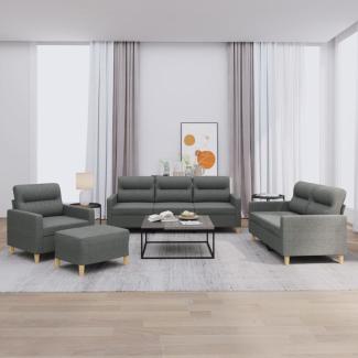 vidaXL 4-tlg. Sofagarnitur mit Kissen Dunkelgrau Stoff 3201545