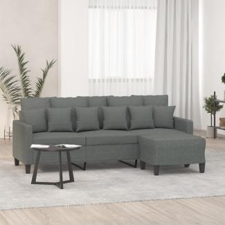 vidaXL 3-Sitzer-Sofa mit Hocker Dunkelgrau 180 cm Stoff 3201090