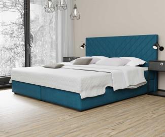 Boxspringbett Schlafzimmerbett BELCORA 160x220cm Stoff Petrolblau ink Bettkasten