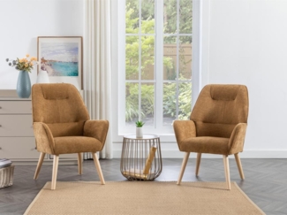 Vente-unique - Sessel - Stoff - Camelfarben - OSIMO