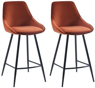 Vente-unique - Barhocker 2er-Set - Samt - Terracotta - MASURIE