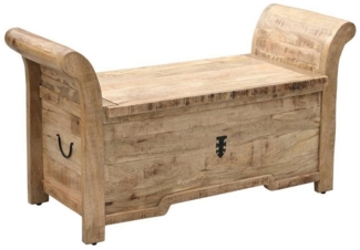 baario Sitztruhe Truhenbank ADNA Vintage, braun Sitztruhe Stauraum massiv Mangoholz Antik