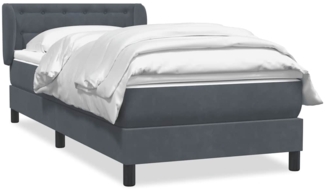 vidaXL Boxspringbett mit Matratze Dunkelgrau 90x220 cm Samt 3317890
